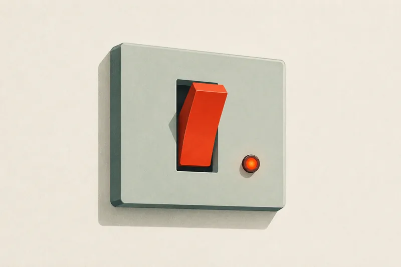 A single switch flipped on, its indicator lit